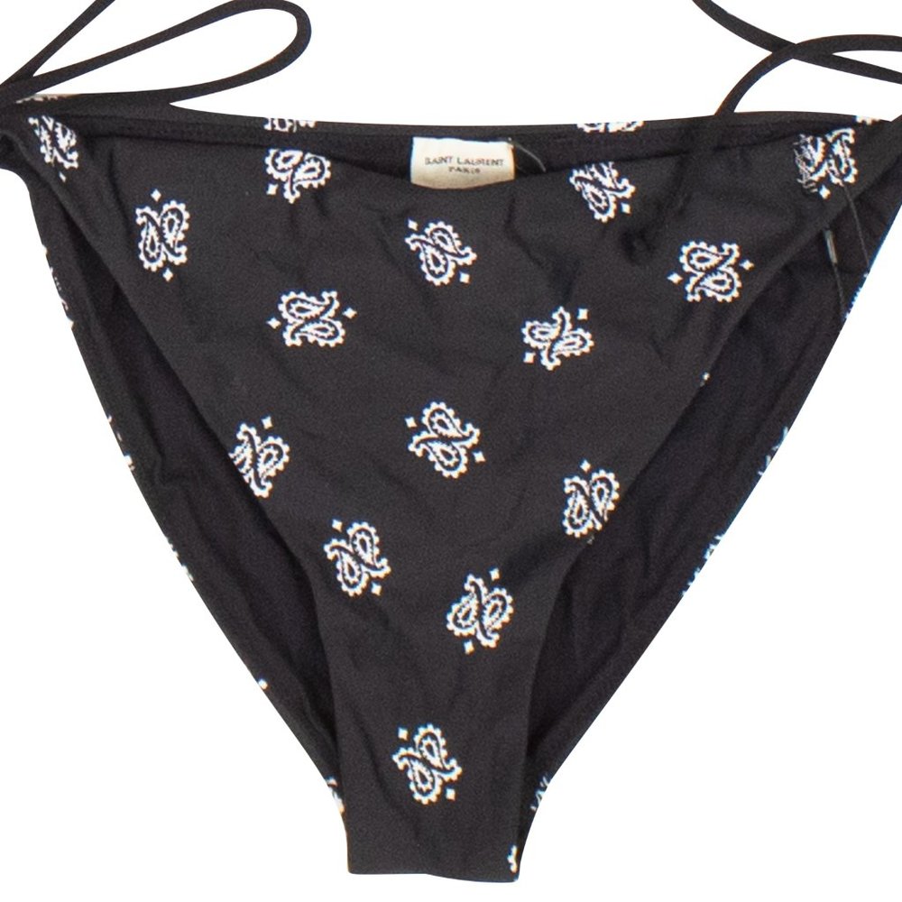 SAINT LAURENT Black Bandana Print Bikini Bottom Size S $460 - Picture 2 of 3